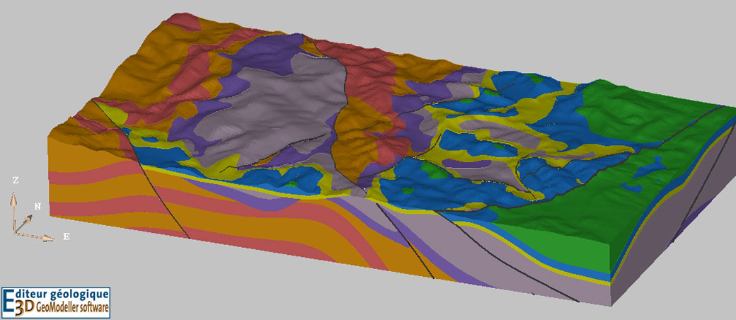 Modèle 3D du bassin houiller d’Alès réalisé avec GeoModeller