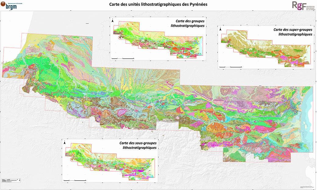 Carte unifiée des unités lithostratigraphiques des Pyrénées à 1/50 000. ©BRGM