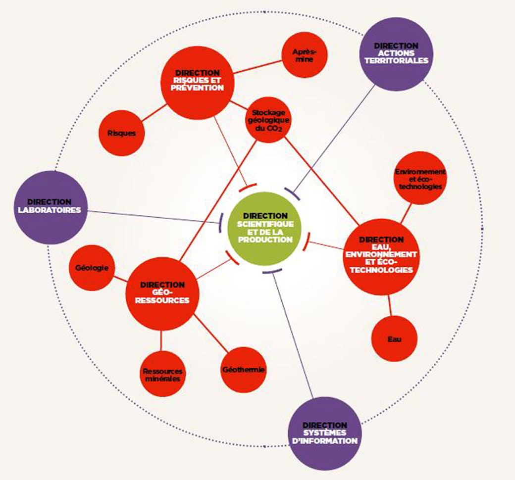 Schéma de la nouvelle organisation des fonctions scientifiques en 2012. © BRGM